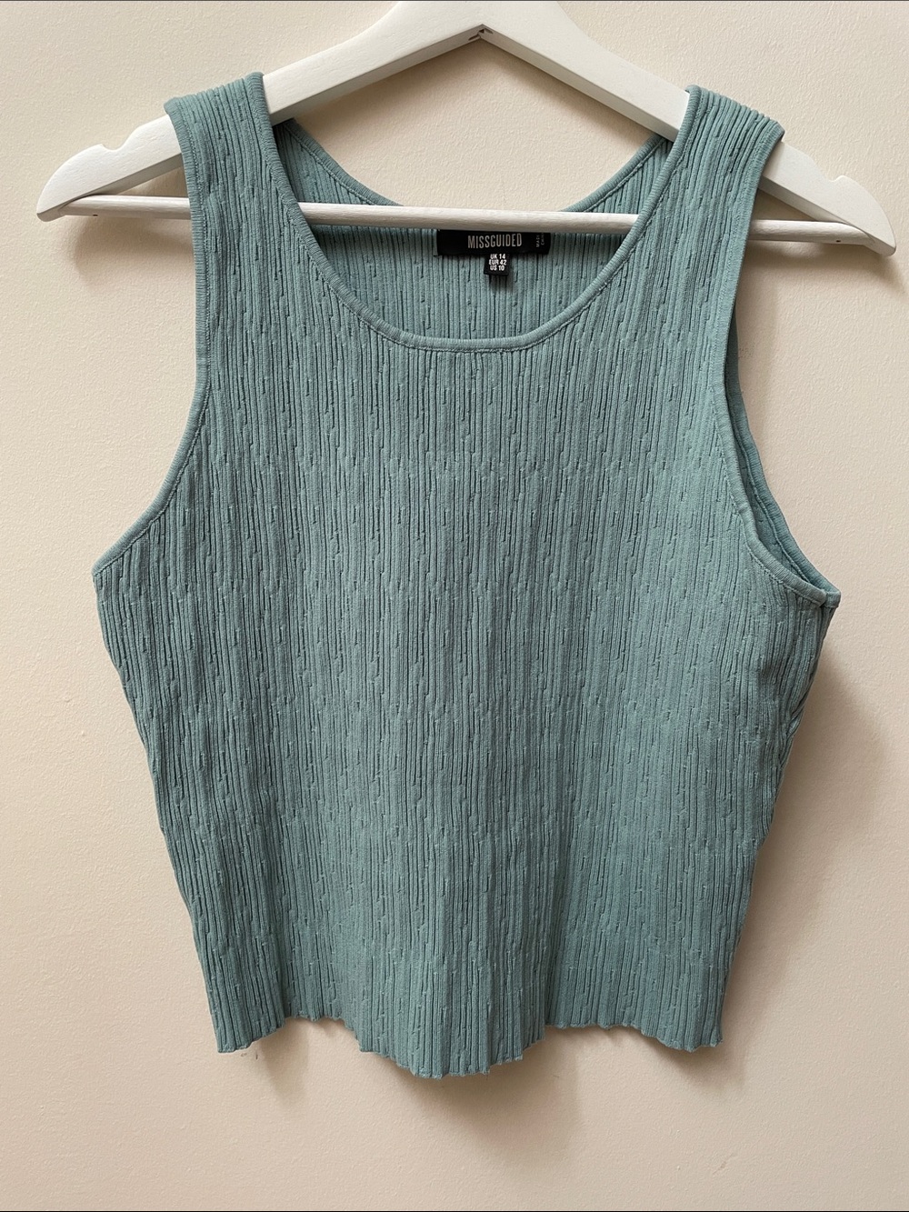 Missguided Ribbed Tank Top in Sage